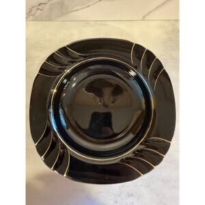 Set of 4 Wave Golden Black Ranmaru Gallery Collections Rimmed Soup Bowls 8.5”
